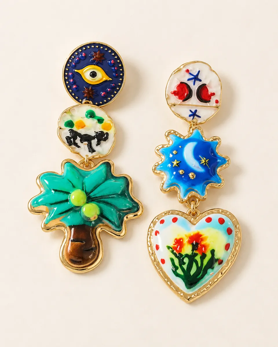 Art Girl Mismatched Dangle Earrings